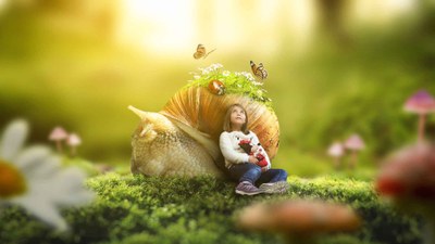 Mädchen und Schnecke